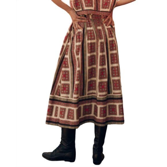 NWT The Great Treeline Westward Bandana Skirt Button Midi size 1 Small Red Black - Picture 5 of 5